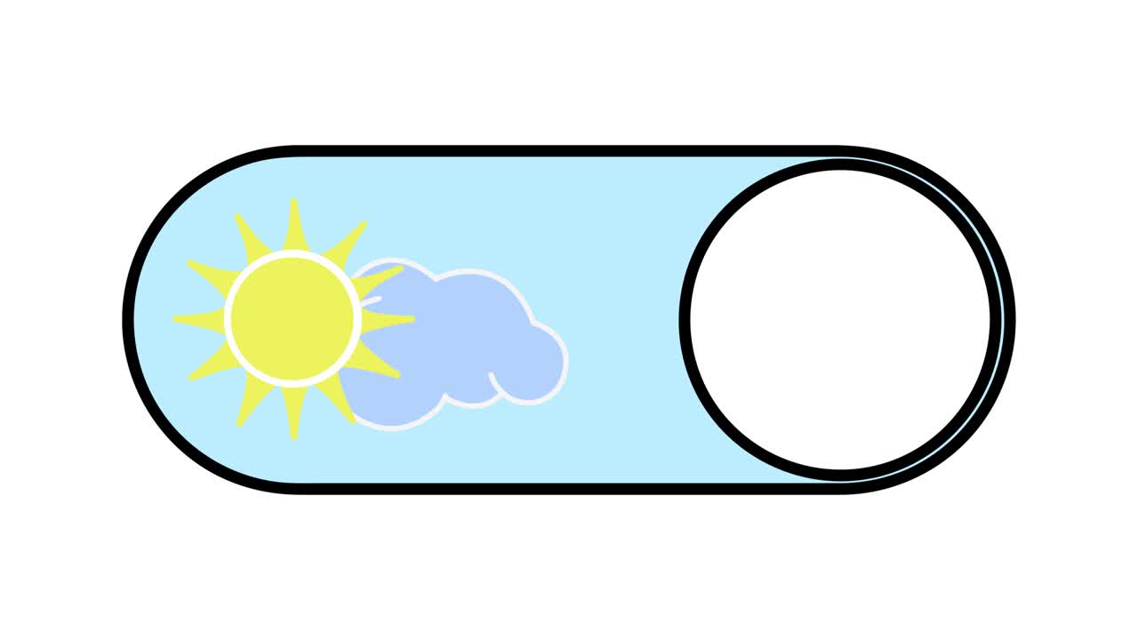 Toggle on off animation. Creative cartoon concept of day and night, good and bad, yes or no etc. User interface toggle Switch on off day and night.