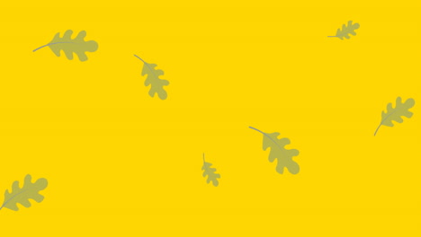 animación de la ilustración de hojas que caen sobre un fondo amarillo