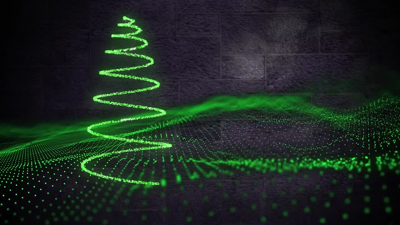Animation of christmas neon decoration over black backgroun