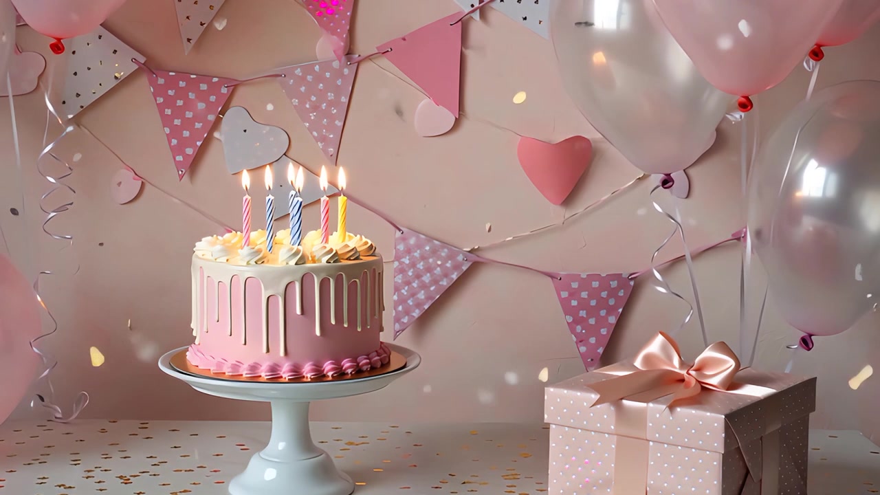 Sfondo di compleanno con palloncini 4K