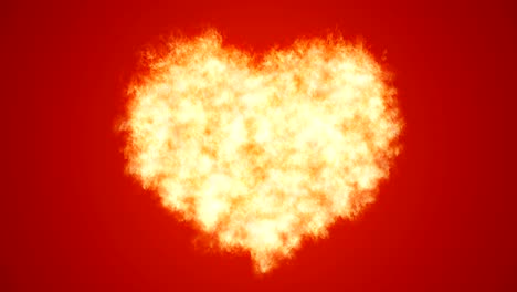 el corazón ardiente sobre un fondo rojo. un bucle sin costuras.