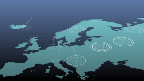 animation of white circles moving on world map