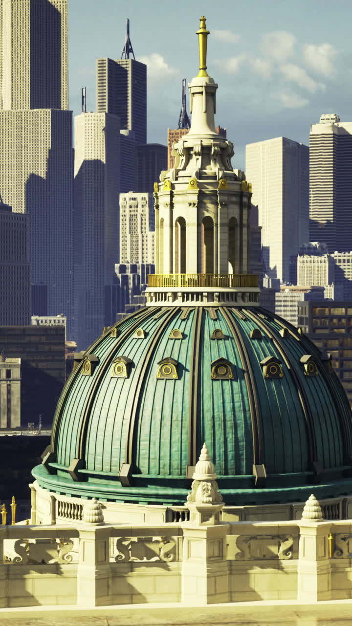 Skyline view featuring historical dome and modern architecture in the city