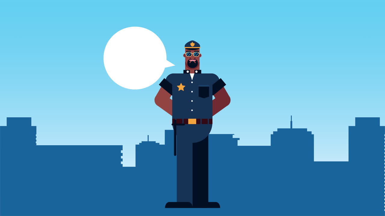 animación de personajes de agentes de policía