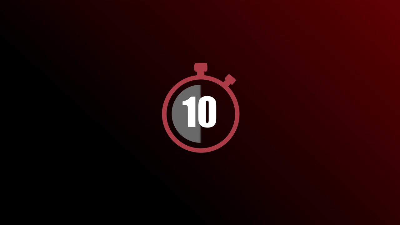 20 Second Countdown Timer Animation on Dark Red Background