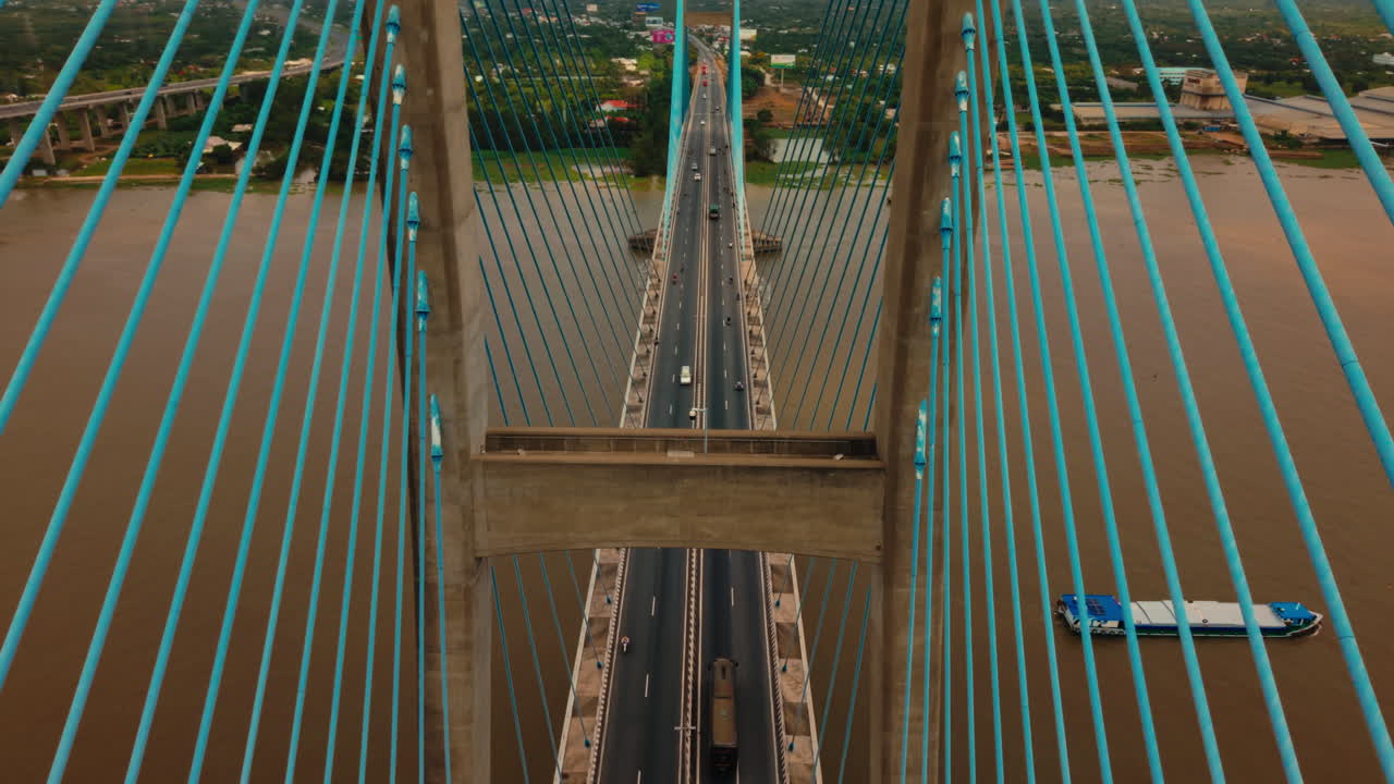 Cable-Stayed Bridge Over a River