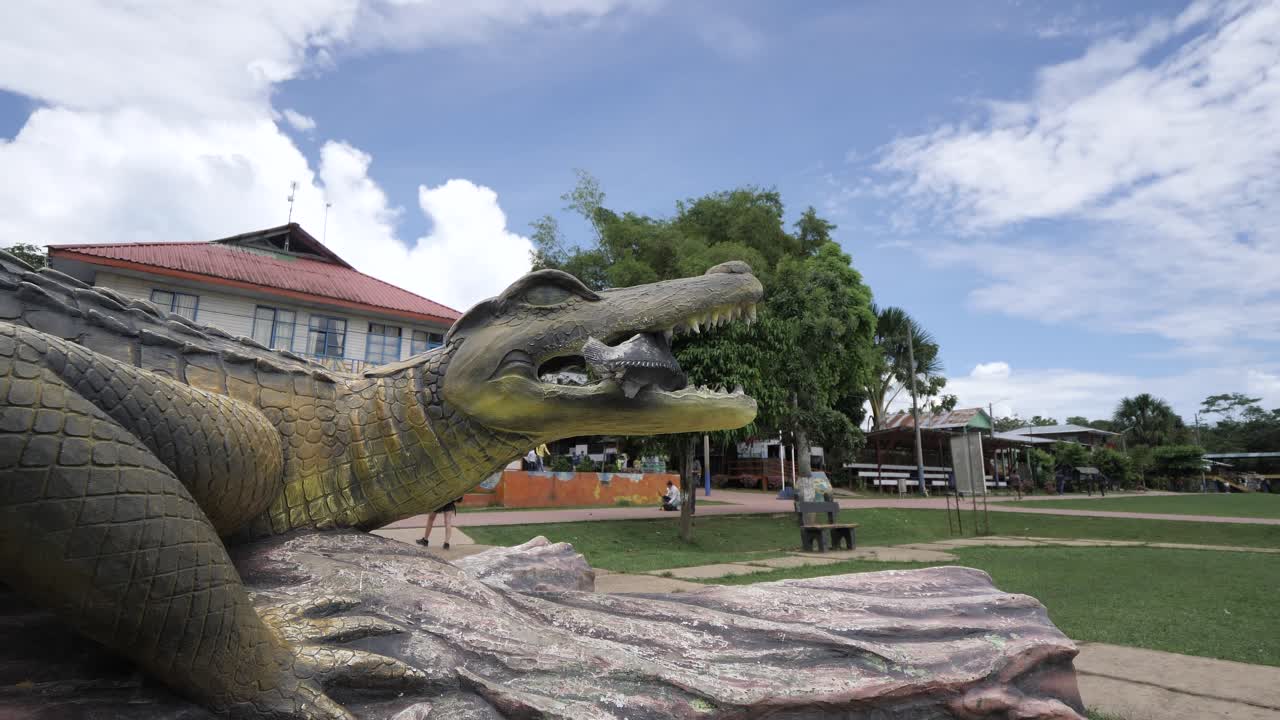 Large Crocodile Statue in a Park