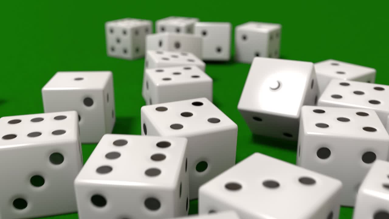 rolling dice cámara lenta de primer plano dof casino juego de azar juego vegas 4k
