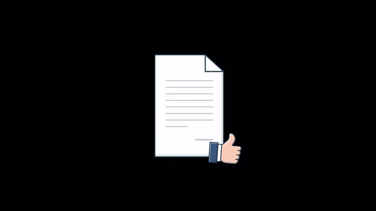 Cartoon Hand Approving Document with Thumbs Up Gesture