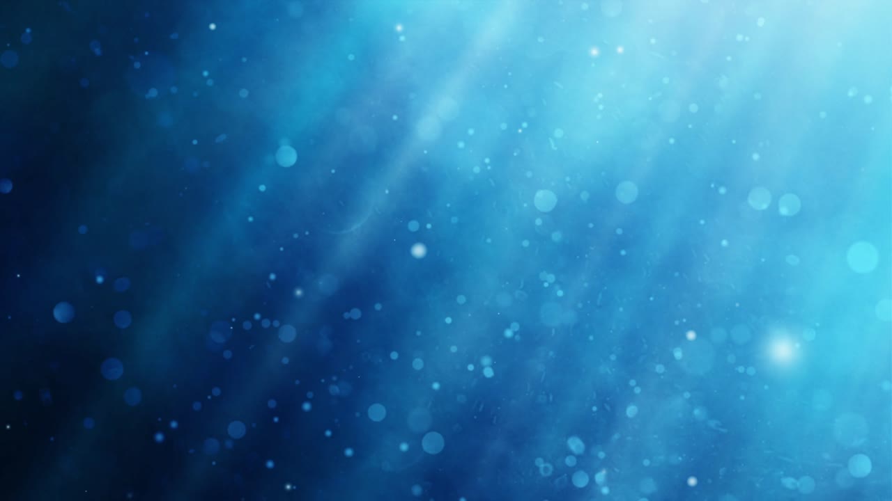 Abstract Blue Background - Light Beams Twirling Through Underwater Ripples: A Dynamic, Flowing Scene of Liquid Particles and Sunbeams