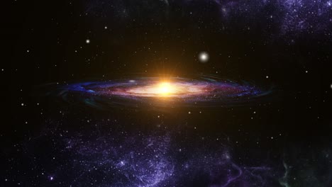 una galaxia flotando en el universo en el primer plano de las nubes nebulosas