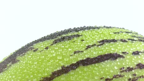 macro shooting of whole green pepino. slowly rotating on the turntable isolated on the white background. close-up