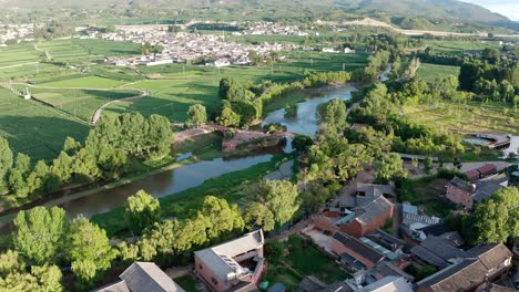 village and fields in shaxi, yunnan, china.