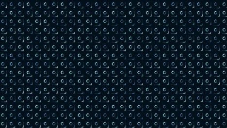 animation of multiple rows of abstract shapes on dark background