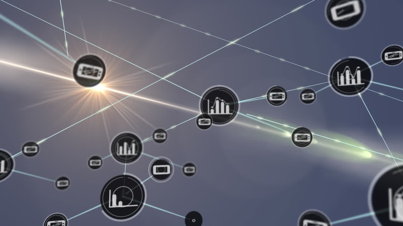 아이콘으로 연결된 네트워크의 애니메이션