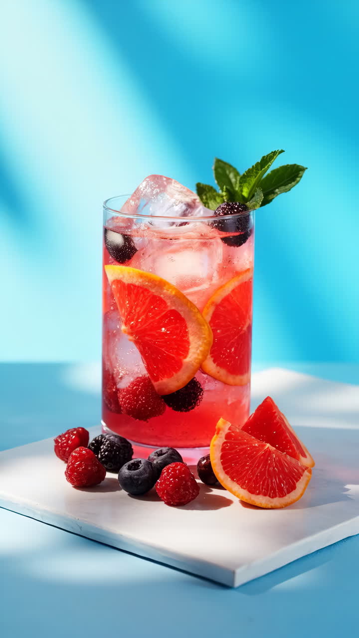 Refreshing Fruit Infused Drink with Grapefruit and Berries