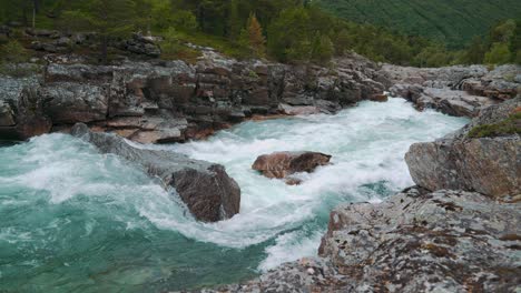 powerful river flowing through rocky landscape