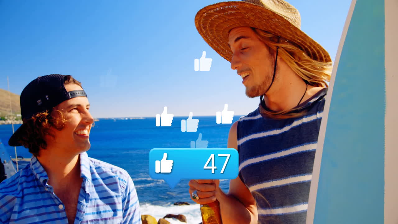 소셜 미디어는 두 친구가 바다에서 이야기하는 것보다 애니메이션을 좋아합니다.