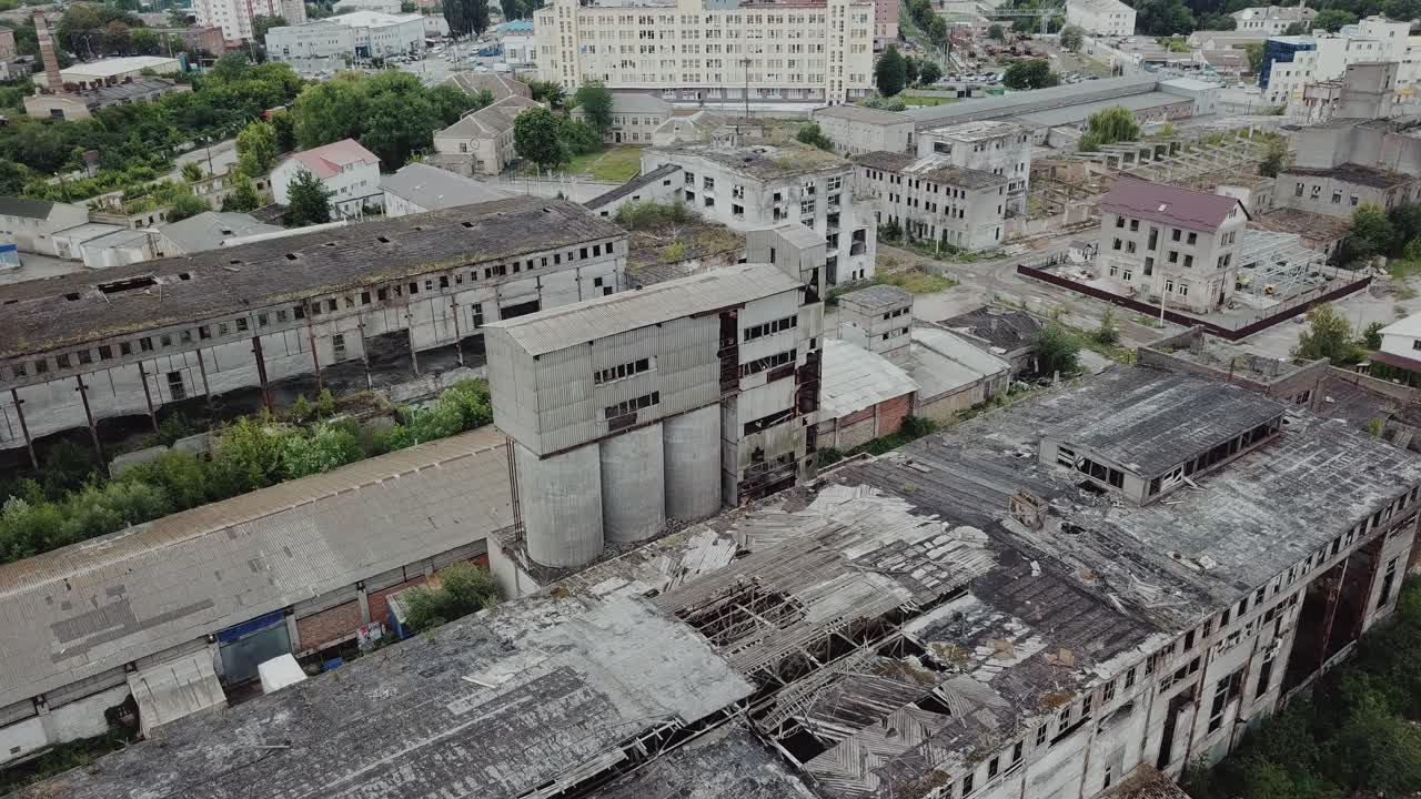 Aerial view of the largest abandoned factory. Factory ruins