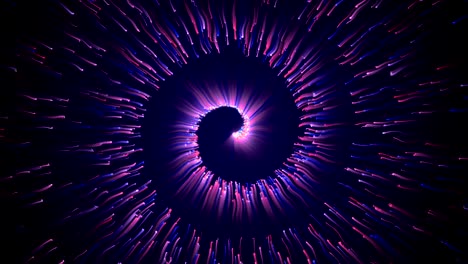 gold glittering star dust twisted spiral of trail sparkling particles on black background. space comet tail. magic blue purple flying particles. seamless loop animation