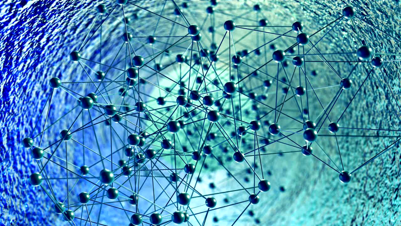 Detailed molecular structure in motion video background