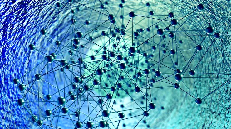 Detailed molecular structure in motion video background