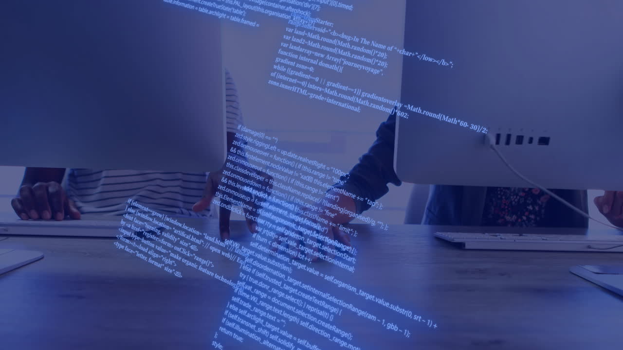 animación del procesamiento de datos sobre diversas personas de negocios en la oficina