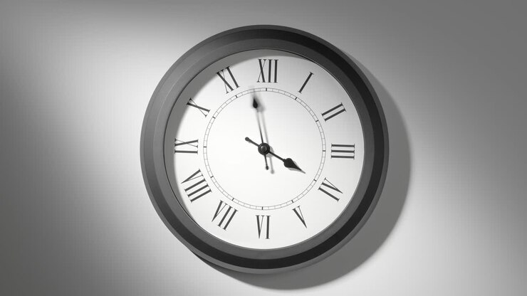 Latin Clock Face in Time Lapse on White Wall
