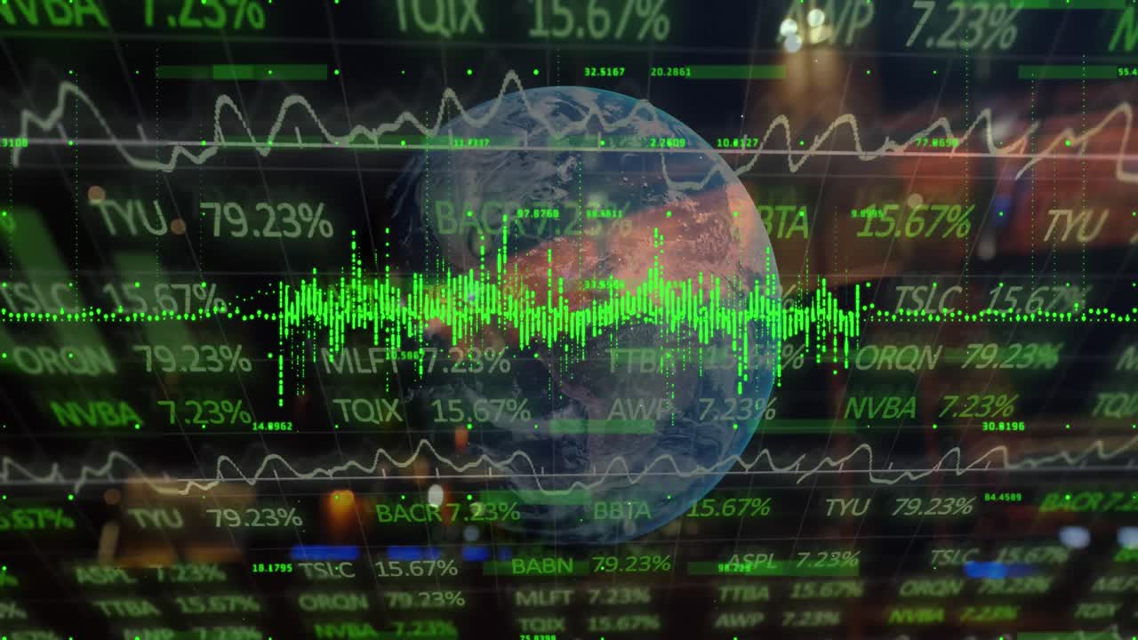 animación del procesamiento de datos en todo el mundo