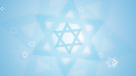 Jewish sign magen david star. Blue abstract religious looped background.
