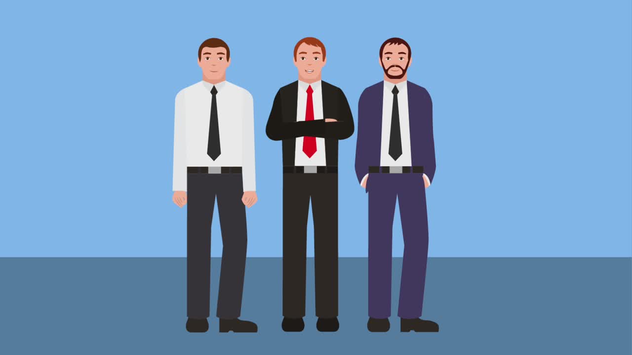 팀 워크 사업가 그룹 캐릭터