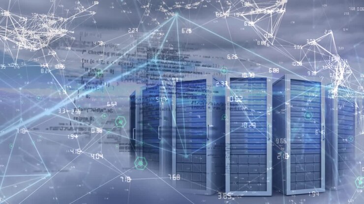 Animation of connections and data processing over servers