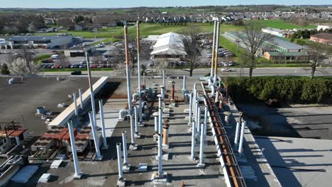 aerial view of manufacturing roof, industrial roof in usa