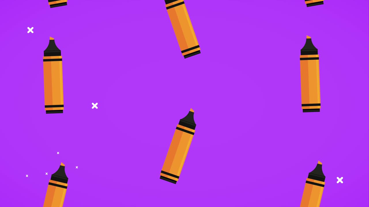 animación de regreso a la escuela con colores, lápices de colores y patrones.