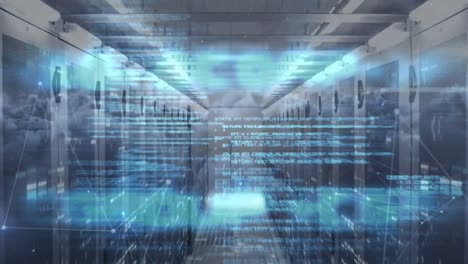 animation of data processing and digital information flowing