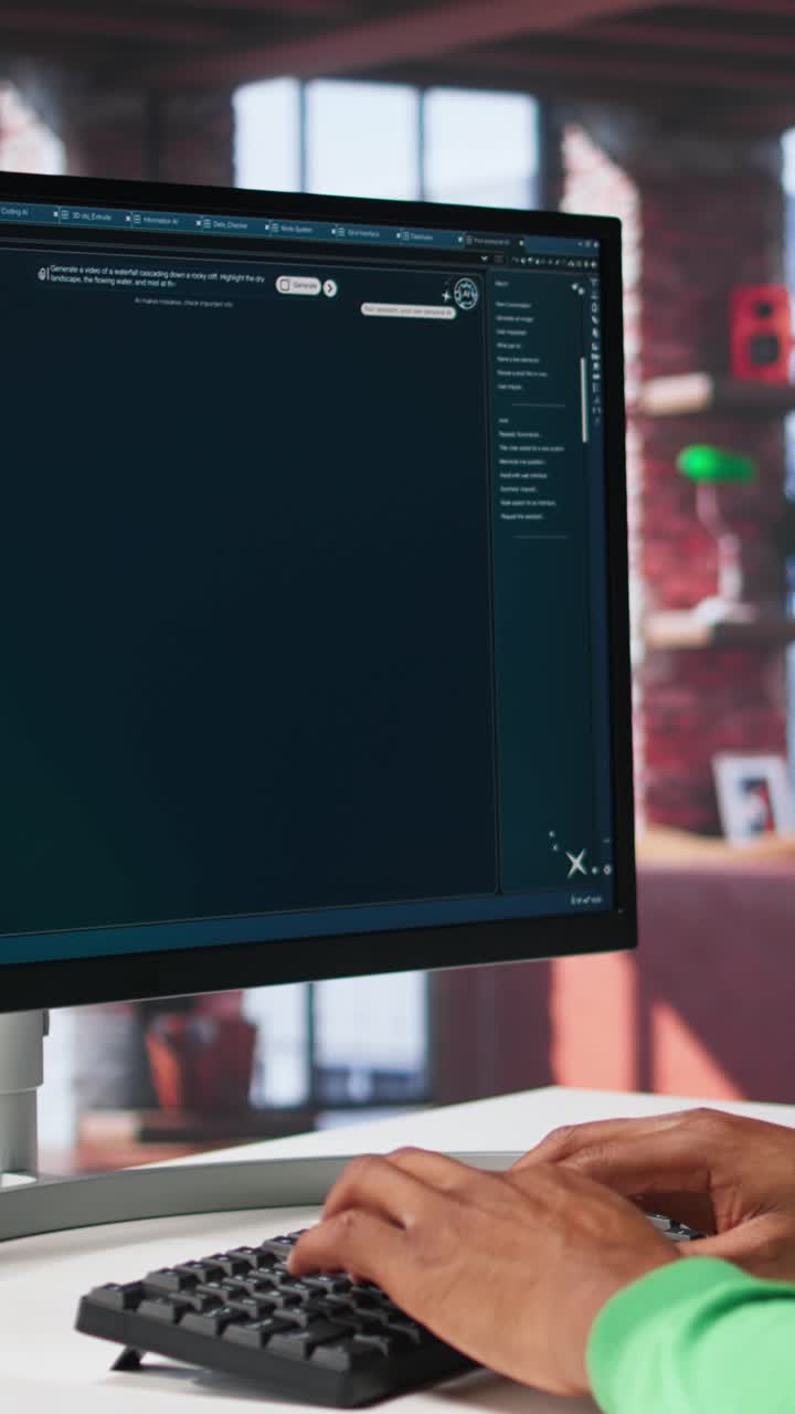 Vertical Video Young person uses software combining data and machine learning