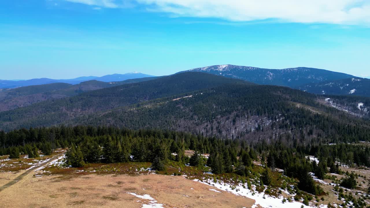 Landscape of Rysianka mountain pasture - drone 4K