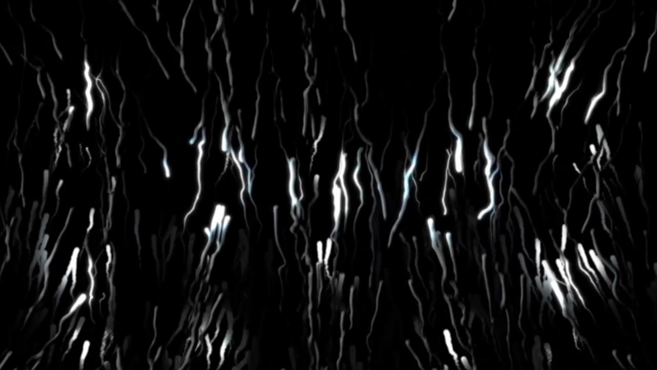 Abstracte animatie van gloeiende witte golvende lijnen op een zwarte achtergrond.