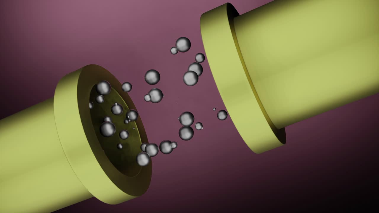 구를 가진 튜브의 추상적인 3d 렌더링