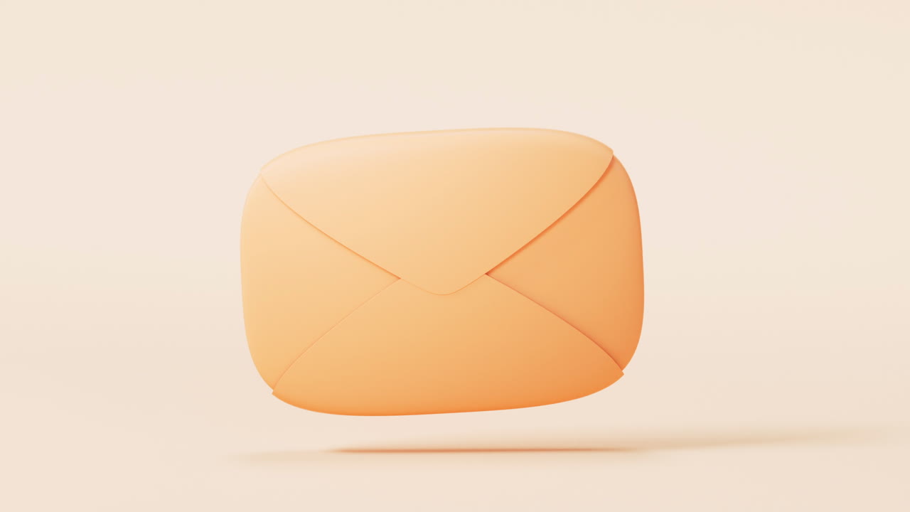 animación de bucle del sobre del mensaje con estilo de dibujos animados, renderización 3d.