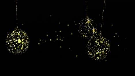 animación de puntos flotando sobre bolas doradas sobre un fondo negro