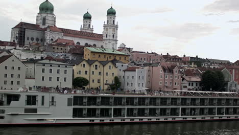 Ship-arriving-in-german-port-on-Danube-river