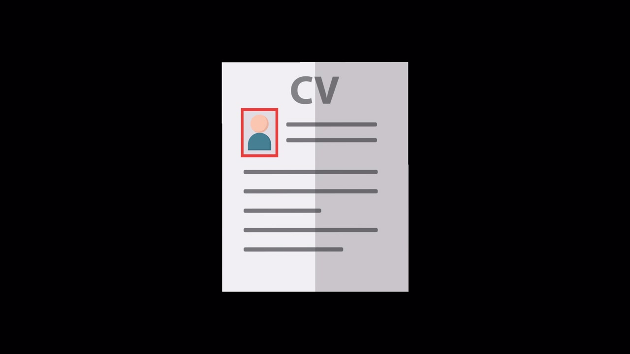 Flat Design Animation of a CV Resume Document