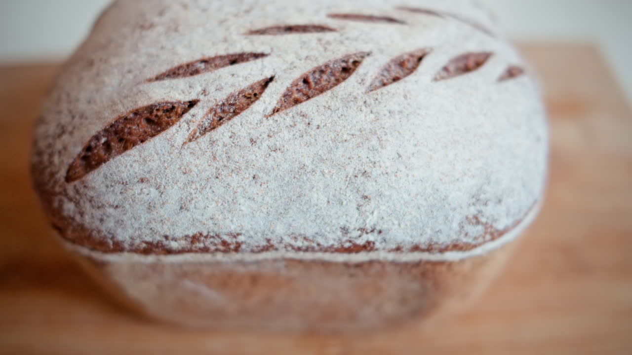 Rye sourdough bread on a wooden cutting board