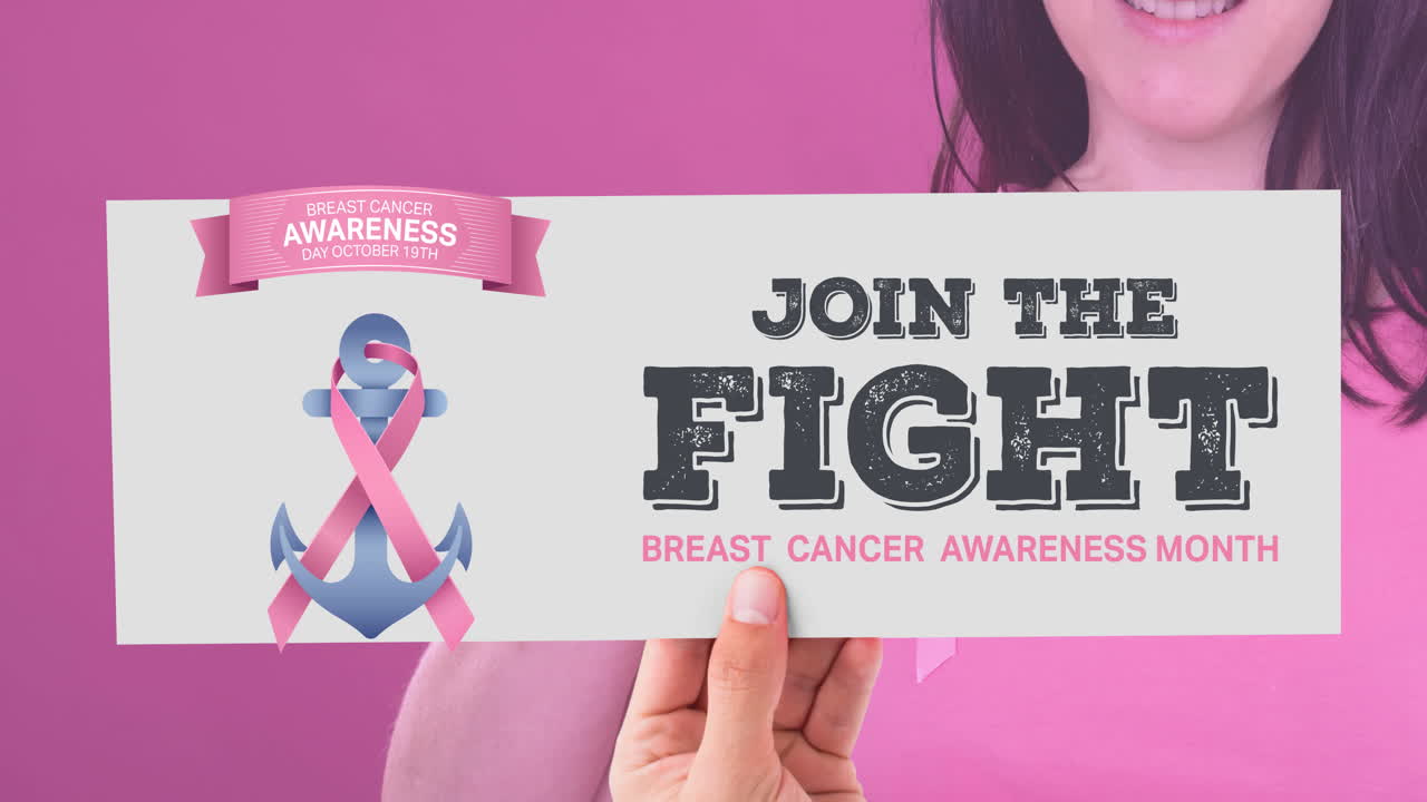 animación de concienciación sobre el cáncer de mama texto sobre mujer caucásica