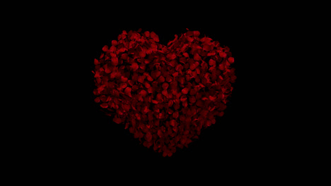 heart of red rose petals