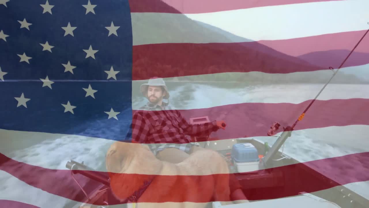 배경 에 있는 사람 위 에 흔들리는 미국  ⁇ 발 의 애니메이션