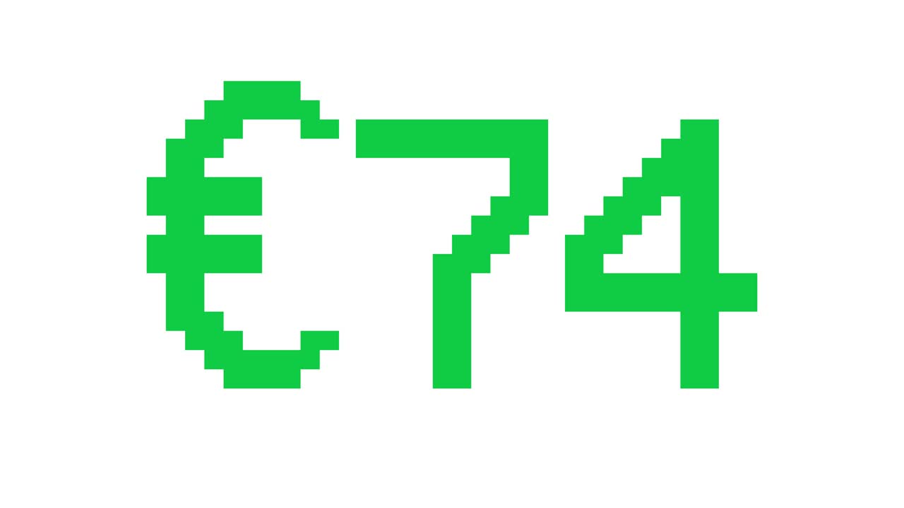 White Background Euro rising from 0 to 100 - Digital counter number 0-100 - Loading progress bar with percentage - 0-100€ - Count up From 100 to 0