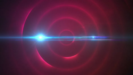 digital animation of blue spot of light against red spiral light trails on black background