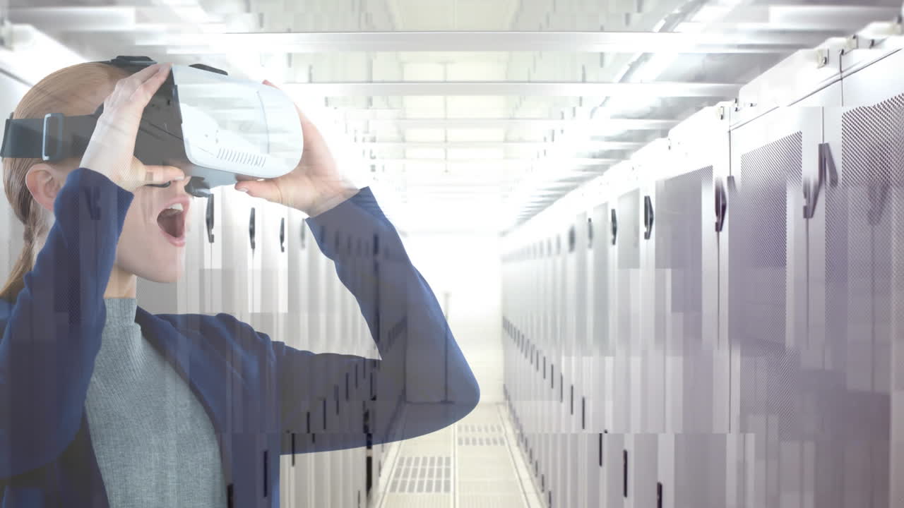 mujer usando vr video